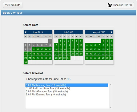 Schedules in the booking calendar